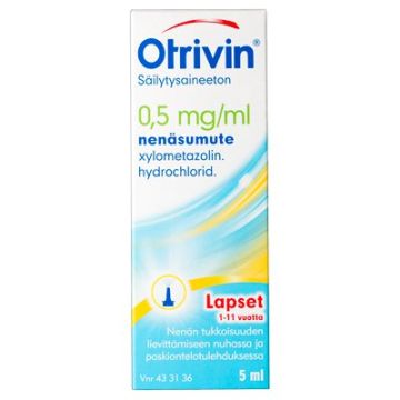OTRIVIN SÄILYTYSAINEETON nenäsumute, liuos 0,5 mg/ml Freepod-pumppu 5 ml