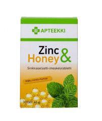 APTEEKKI Zinc & Honey Mintunmakuinen 30 tabl
